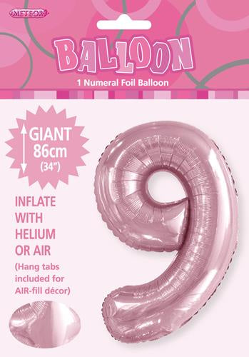 Giant Light Pink Number 9 86cm (34”) Foil Balloon